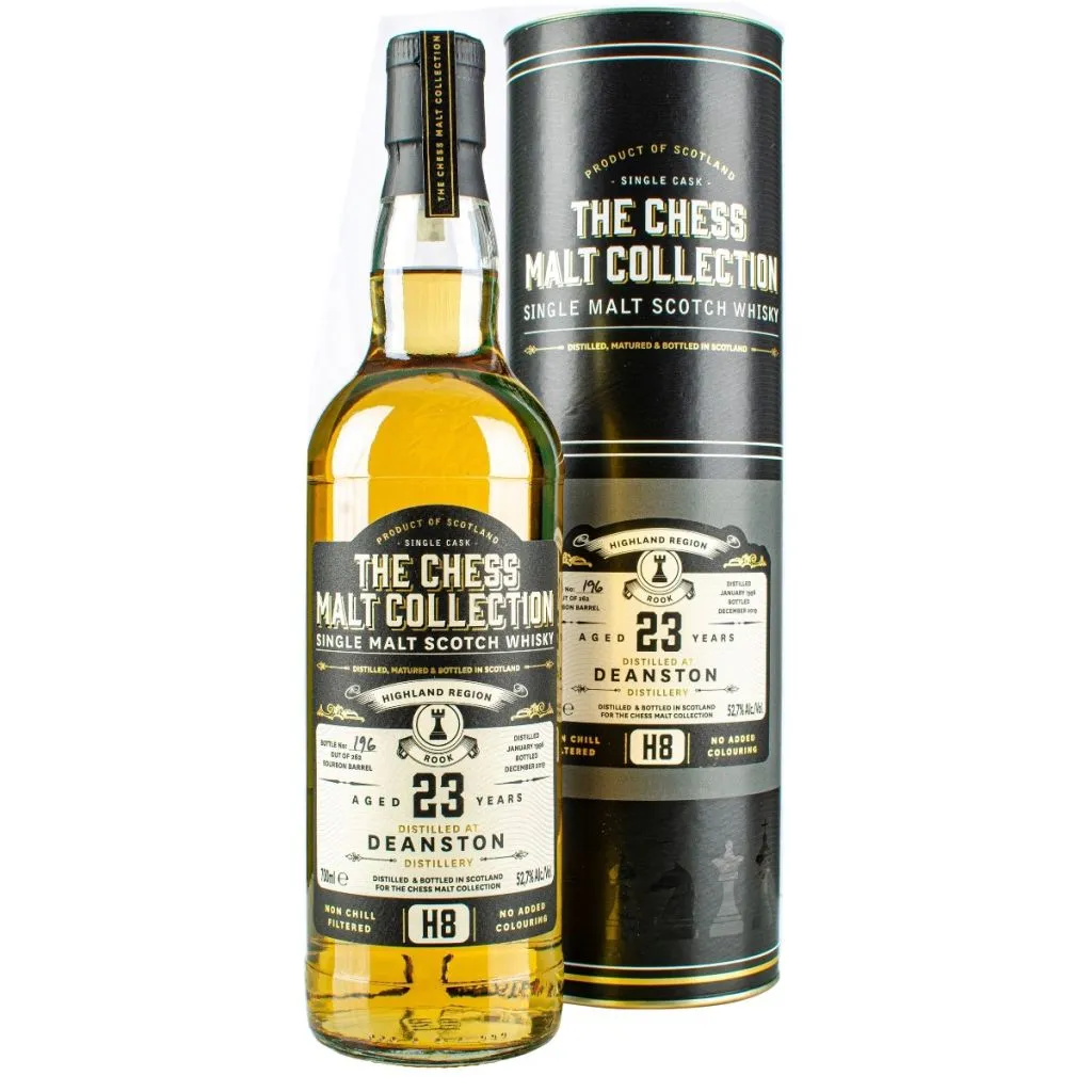 The Chess Malt Collection Deanston 23 Y.O. 52,7% 70 cl – Highland single malt whisky, limited edition

Alternative alt-tekster:

Deanston 23 år 52,7% vol. 70 cl – The Chess Malt Collection

Highland single malt Deanston 1996/2019 23 Y.O. 52,7% – bou