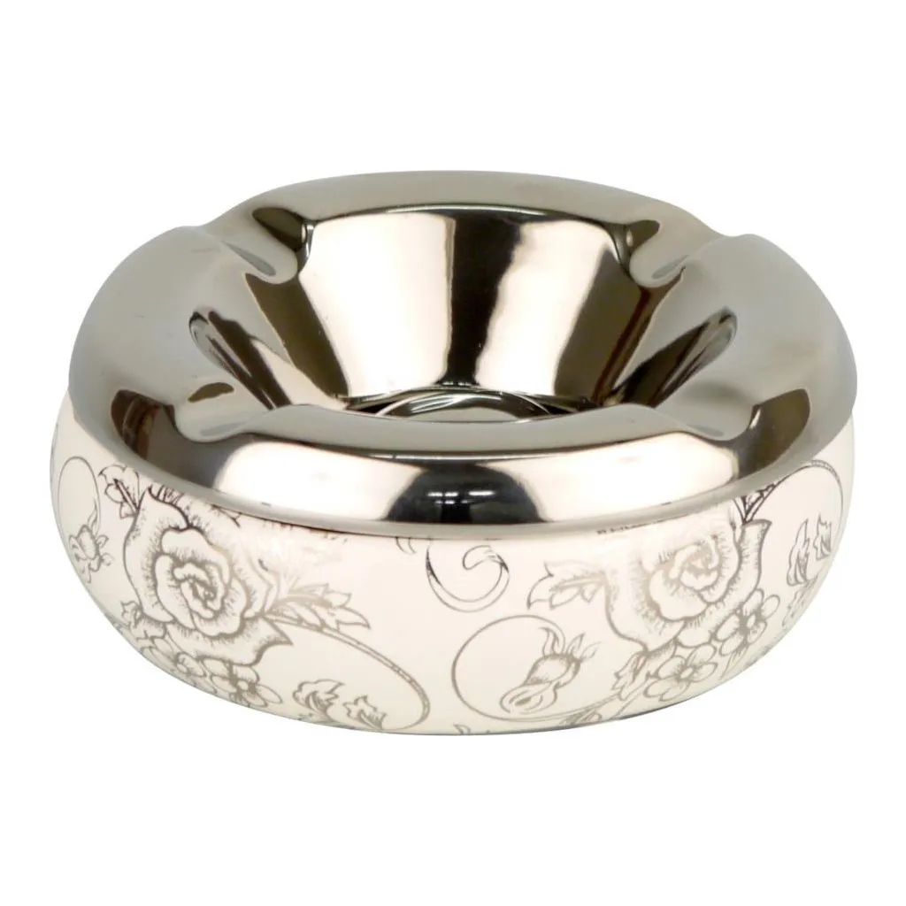 Rund Keramik Askebæger Hvid/Sølv