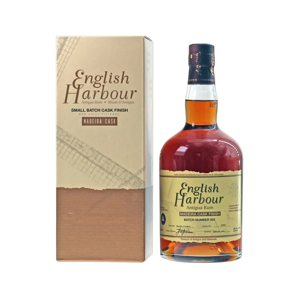 English Harbour 5 Y.O. Madeira Cask Finish – elegant romflaske med Madeira-finish

English Harbour Madeira Finish 46% 70 cl – Antigua rom med valnød og hasselnødskarakter

English Harbour Madeira Cask Finish 5 år 46% – limited edition rom med nødde & 