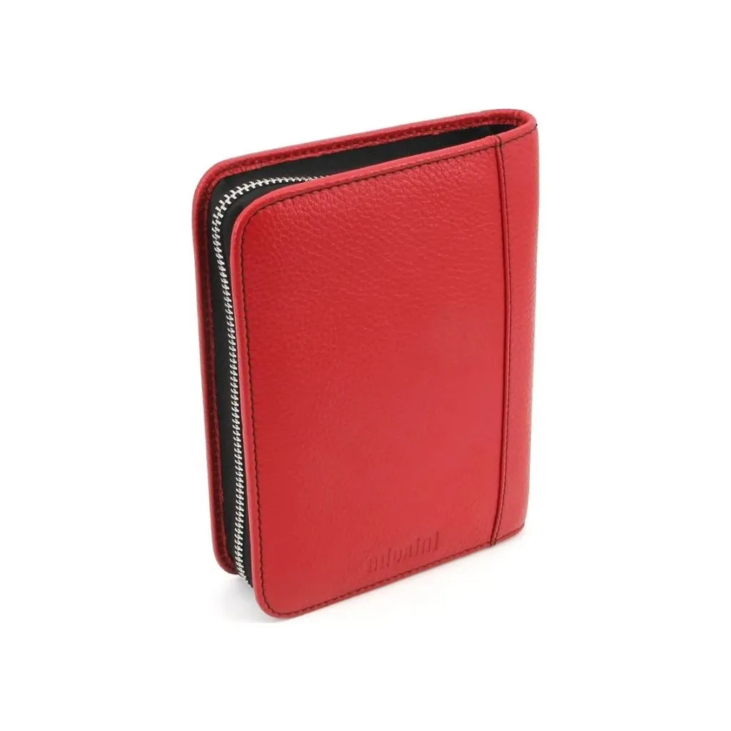 Adorini Cigar Bag Genuine Leather Red – rød lædertaske til op til 6 cigarer med rum til cutter & lighter