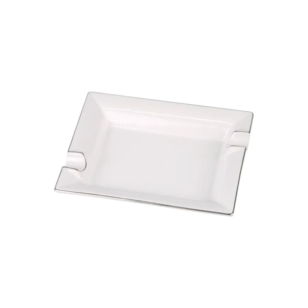 Cigar askebæger i hvid porcelæn m. sølvkant