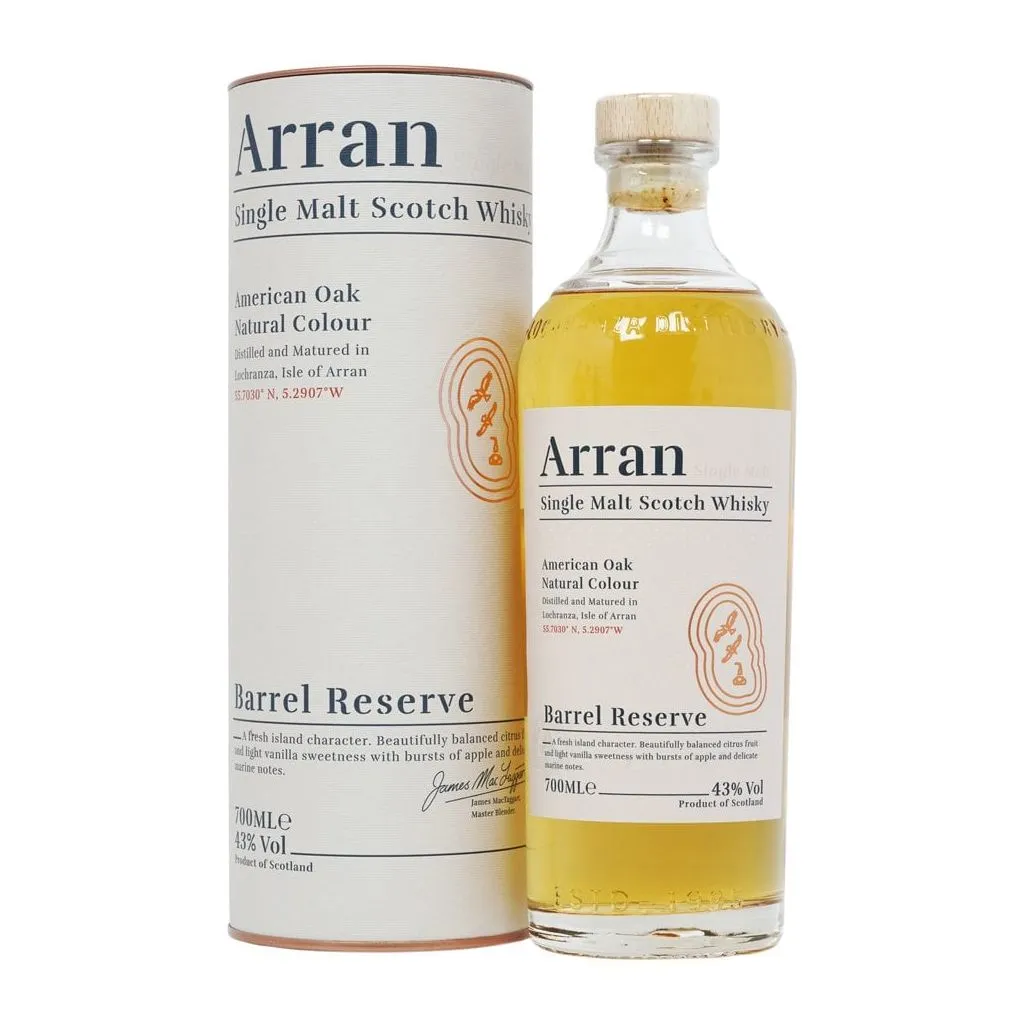 The Arran Malt Barrel Reserve 43% 70 cl – Isle of Arran single malt whisky

Alternative alt-tekster:

Arran Barrel Reserve 43% vol. 70 cl – frugtig single malt

Isle of Arran The Arran Malt Barrel Reserve 70 cl 43% – amerikanske egefade

The Arran