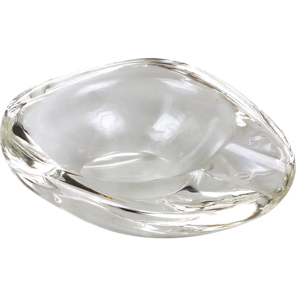 Crystal glass oval transparent cigar askebæger – 1 groove, mål 3,5×9,5×11,5 cm