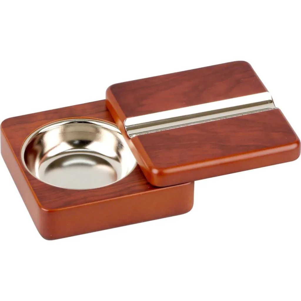 Cigar ashtray rosewood, 10 x 10cm height 3.5cm, twistable