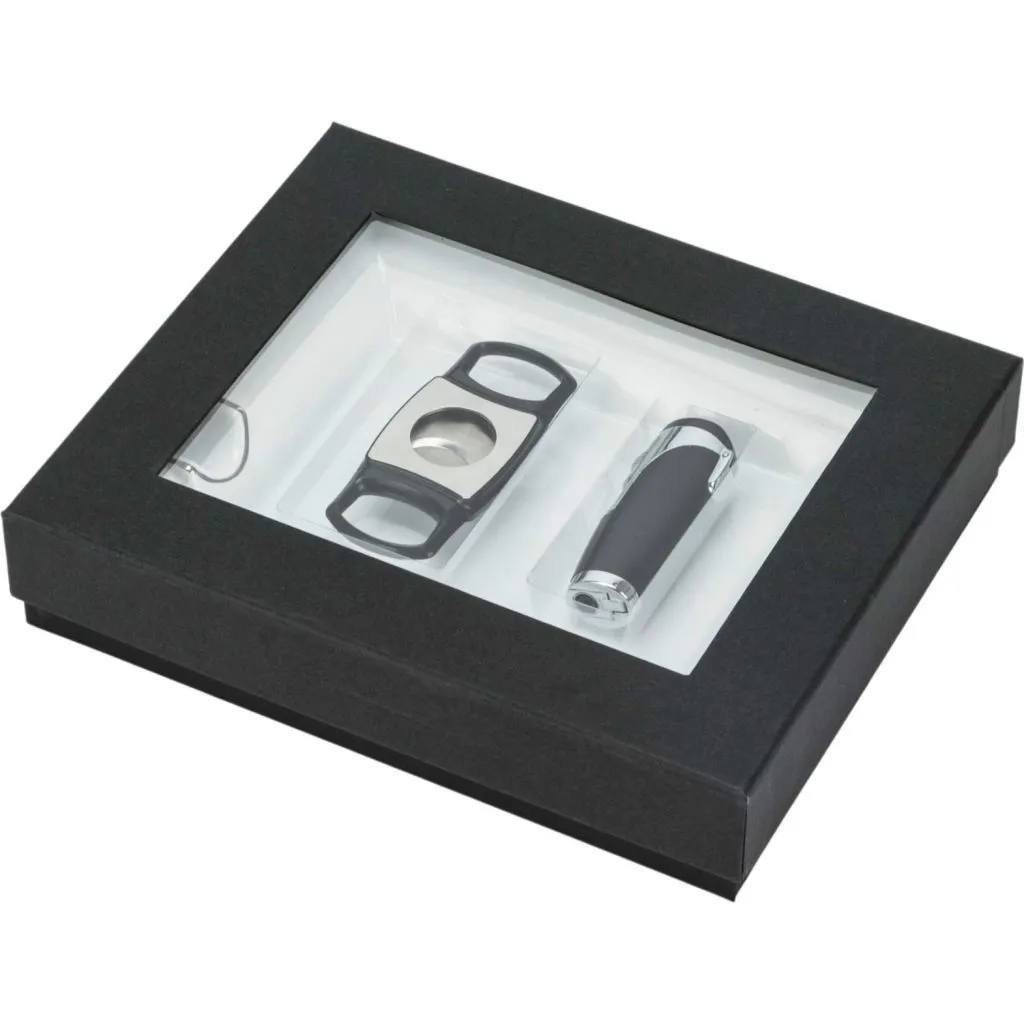 Cigarsæt med lighter, askebæger og klipper – samlet tilbehør til cigarentusiasten