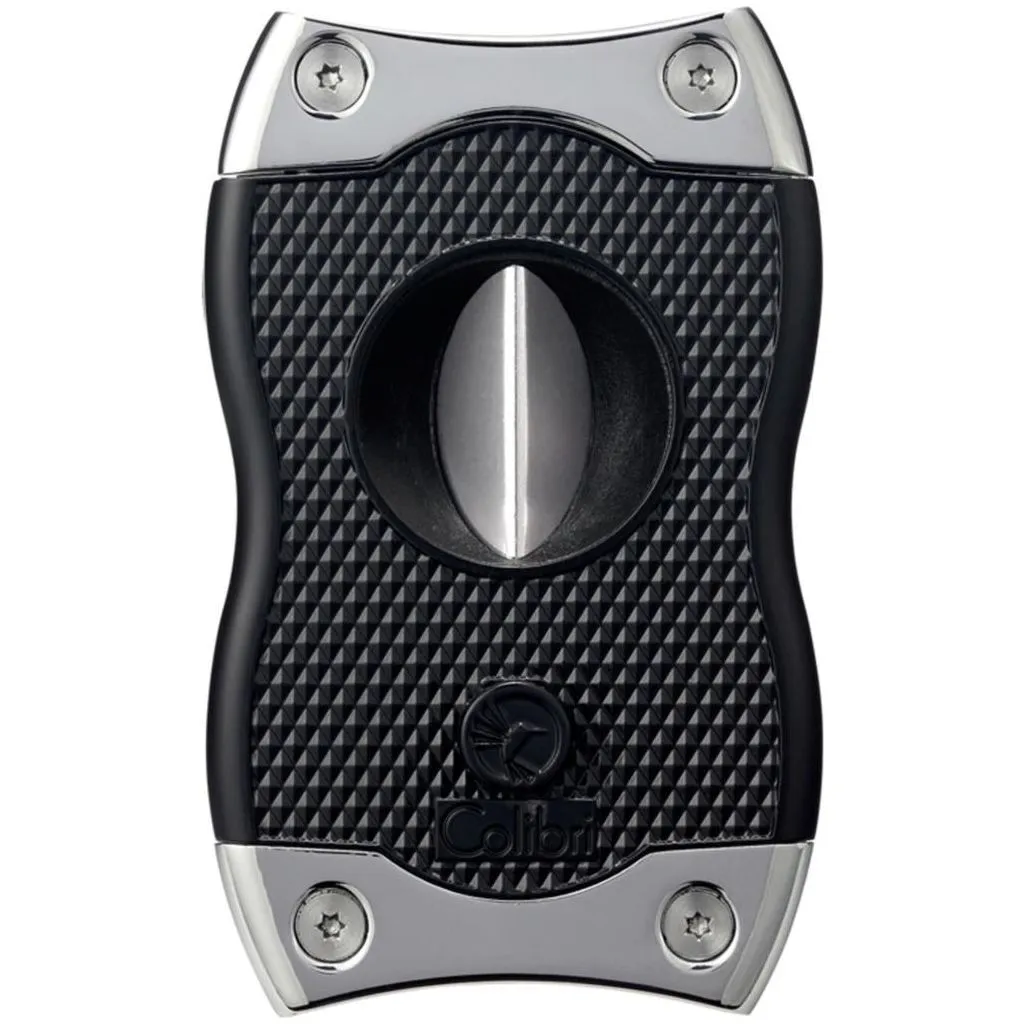 Colibri SV-Cut Black/Chrome cigar-cutter – straight cut 27 mm & kerf cut 24 mm, rustfri stålblade