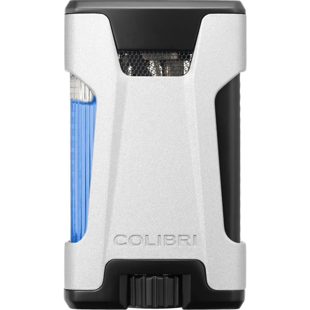 COLIBRI double jet lighter Rebel II silver