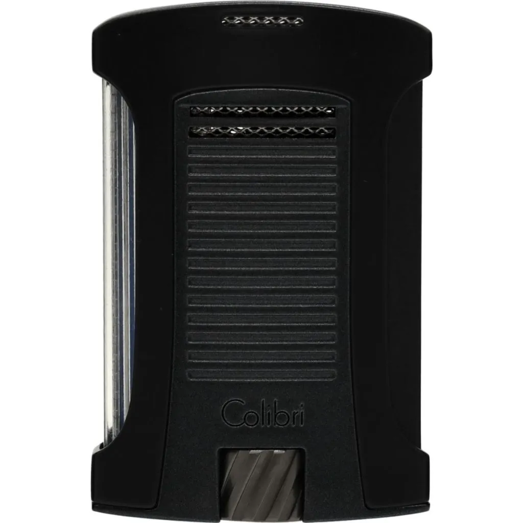 Colibri Daytona II Jet lighter i sort med laser-finish og side brændstof-vindue.