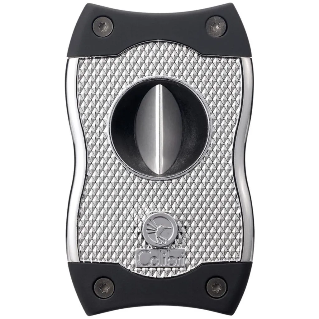 Colibri SV-Cut cigar cutter i krom og sort med ergonomisk design.
