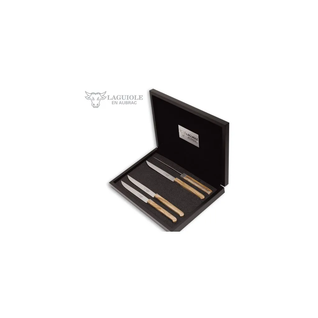 Laguiole En Aubrac - Steakknive Cubique i oliven træ - 6 stk