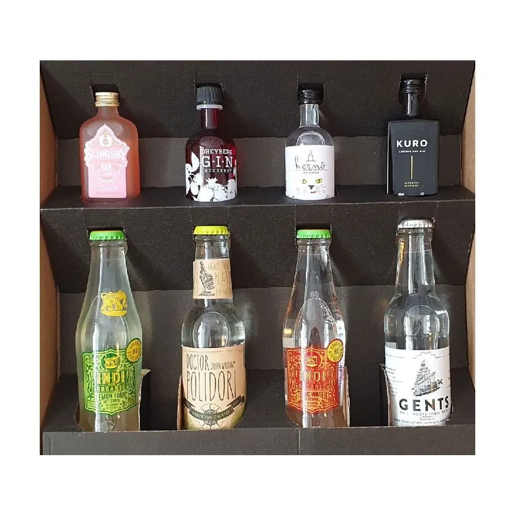 No. 3 Smagekasse m. 4 forskellge gin samt 4 forskellige tonic