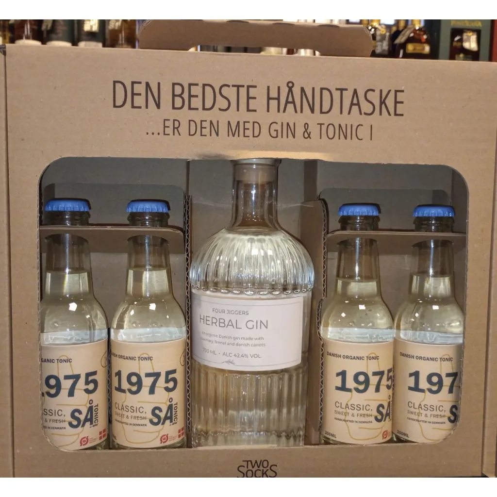 Herbal Gin håndtaske m. 4 fl. Så Tonic 1975, 42,4%