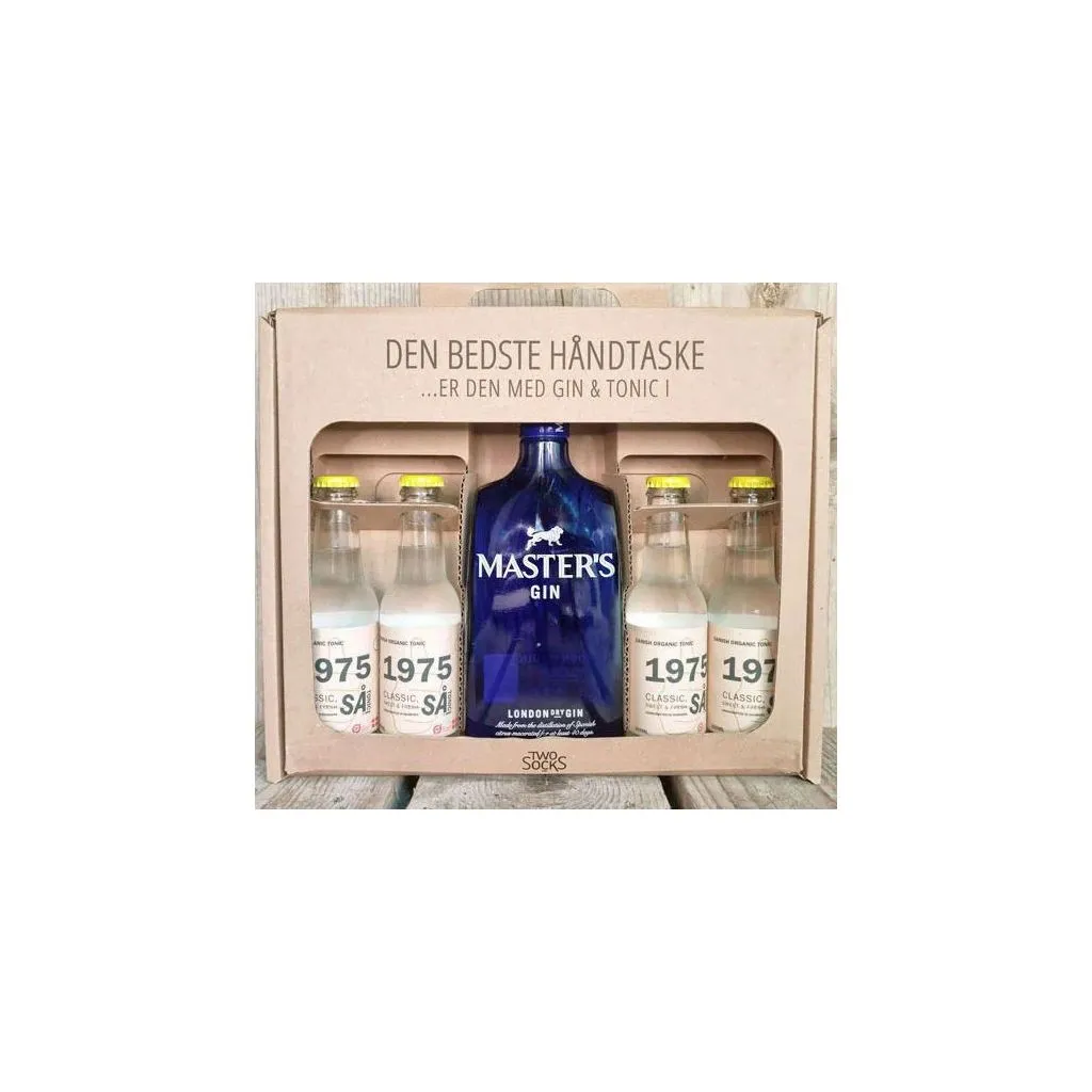 Master's Dry Gin håndtaske m. 4 fl. 1975 klassisk, 40%