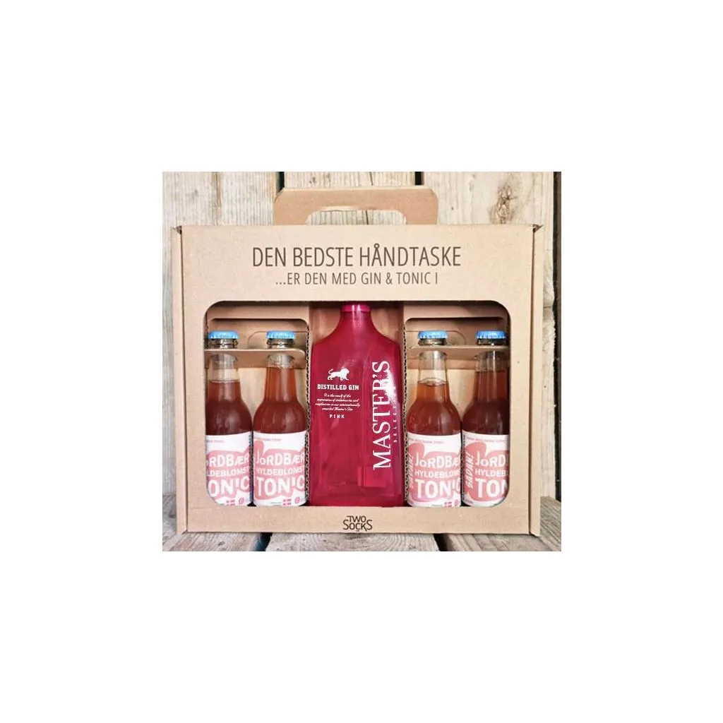 Master's Pink Gin håndtaske m. 4 fl. 1975 Jordbærtonic, 37,5%