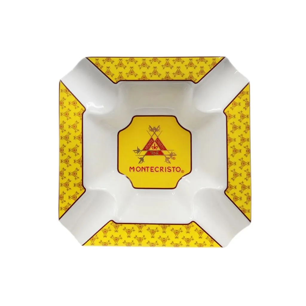 Montecristo 4 Groov Keramisk Askebæger – 4 grooves, ca. 22×22×5 cm, cigar-tilbehør