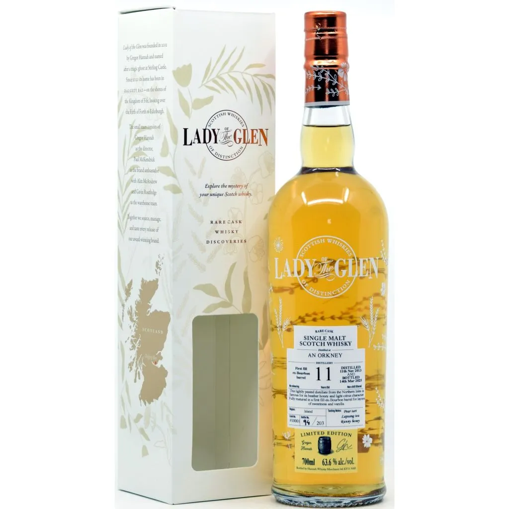 Lady of the Glen, An Orkney 11 Y.O. 1. fill Ex. Bourbon Barrel, 63,6% 70 cl.