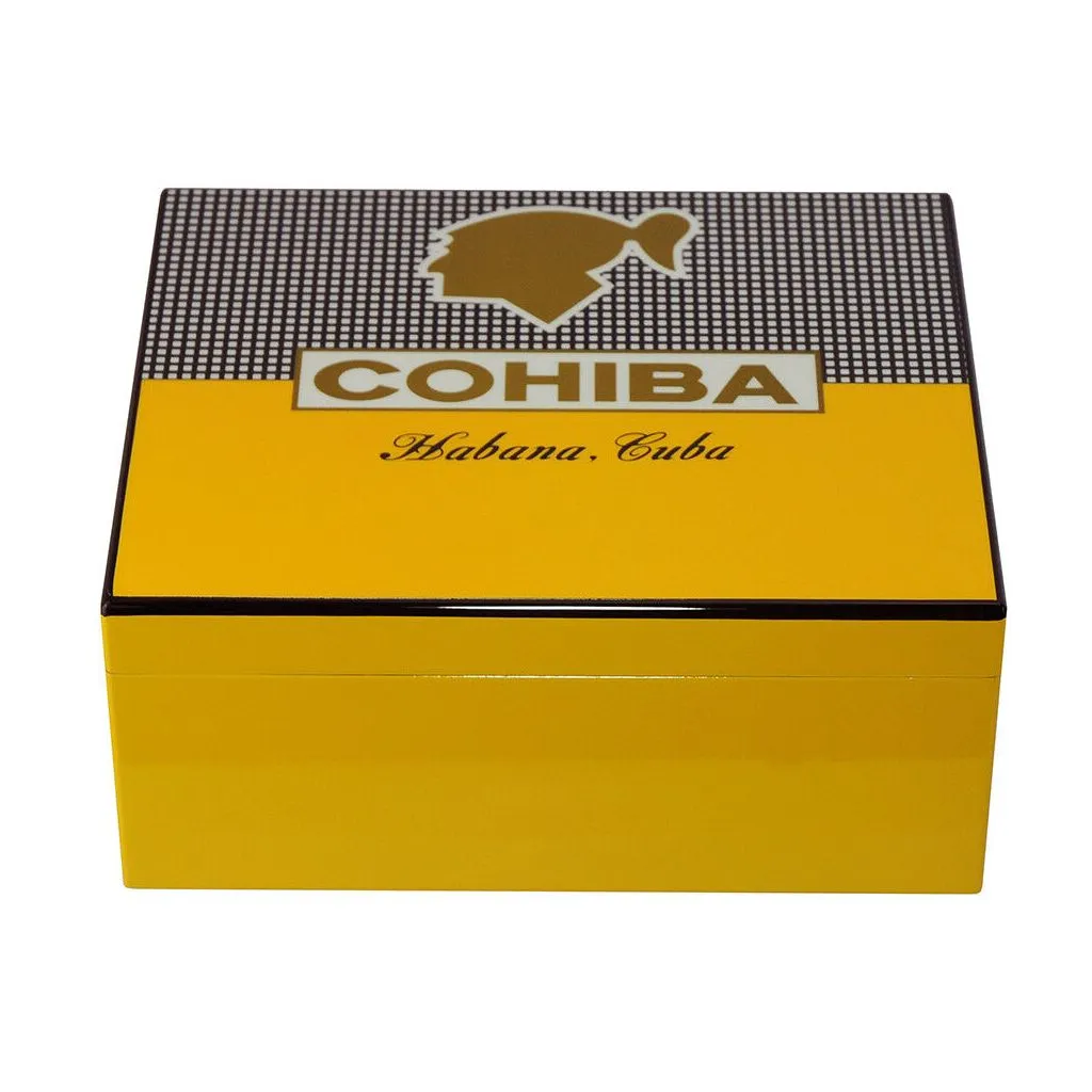 Cohiba Cigar Humidor 50-60 cigarer – high-gloss finish, guldfarvede hængsler og inkluderet hygrometer & humidifier