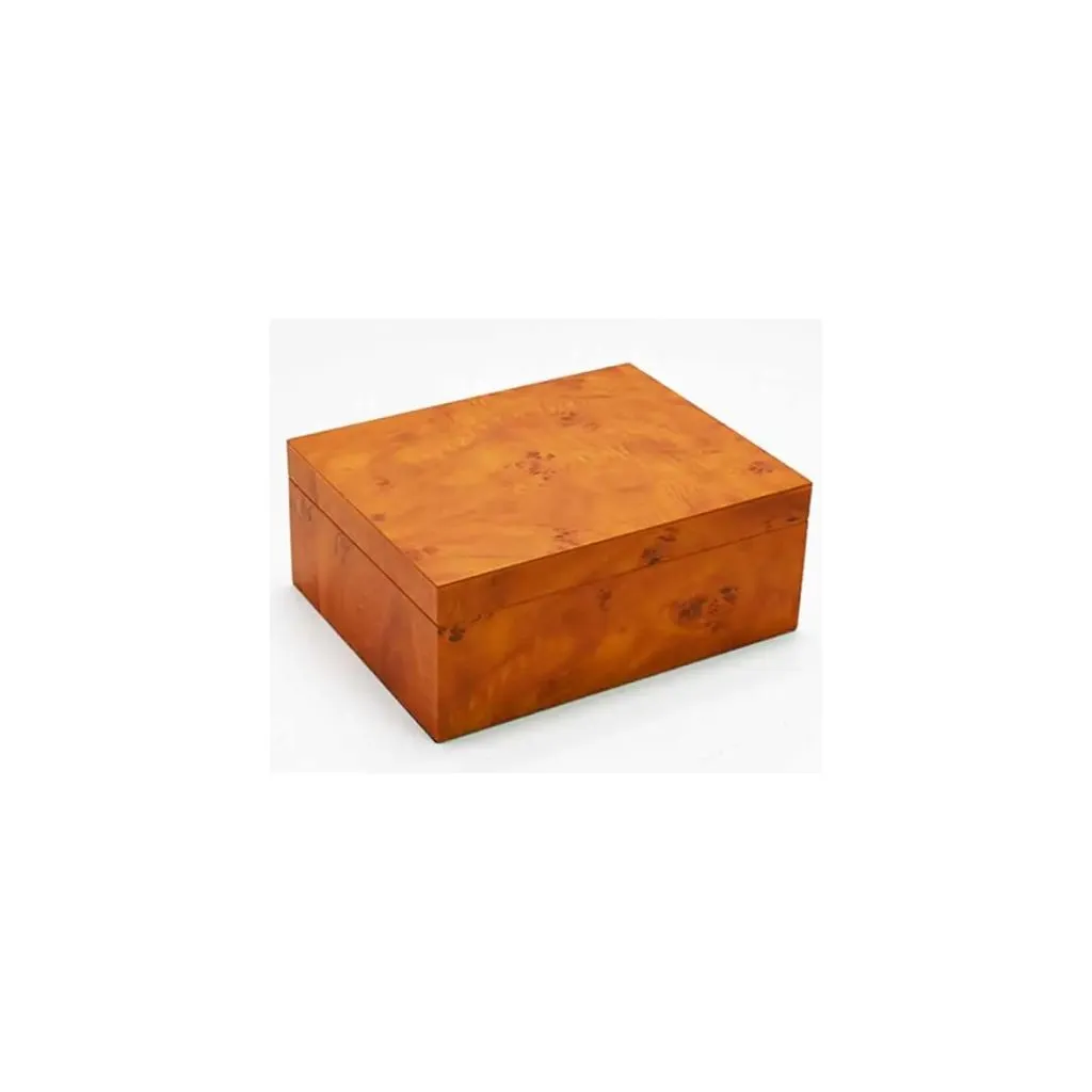 Burl Wood Veneer Humidor 40 – lystrøget træfinish humidor med plads til ca. 40 cigarer