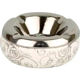 Rund Keramik Askebæger Hvid/Sølv