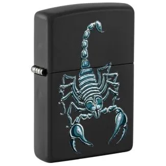 Zippo Scorpion lighter med skorpion-motiv på metalkorpus.