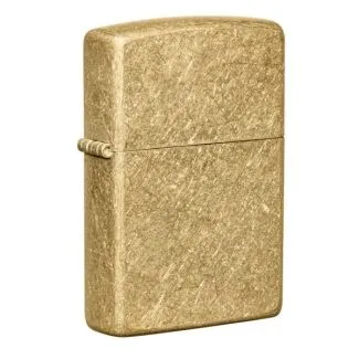 Zippo Tumbled Brass lighter med ravfarvet metalfinish.