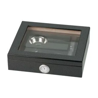 Classic Humidor Set Glasdeckel Carbon Design – humidor i carbon-look med glaslåg og tilbehør