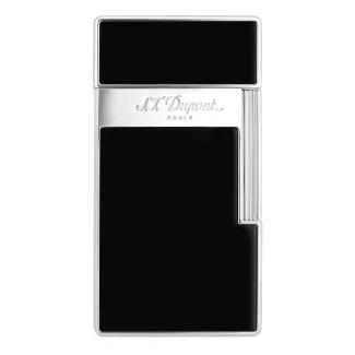 S.T. Dupont Biggy lighter i sort lak med kromdetaljer og jetflamme.