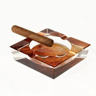 Crystal Ashtray Tobacco Leaf
