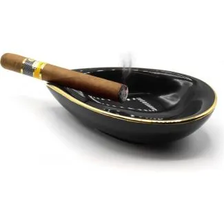 Adorini ceramic cigar ashtray leaf black