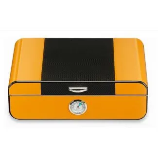 Humidor Yellow Carbon – gul/carbon finish humidor til opbevaring af 25-50 cigarer