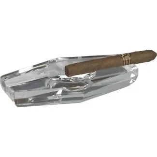 Crystal glas askebæger rhombe form – klarglas, 2 cigar grooves, mål 18,5×9×3 cm