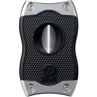 Colibri SV-Cut Black/Chrome cigar-cutter – straight cut 27 mm & kerf cut 24 mm, rustfri stålblade