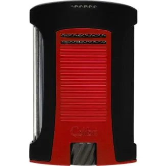 Colibri Daytona II jet-lighter i red/black-finish med side brændstof-vindue.
