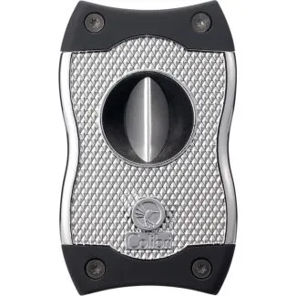 Colibri SV-Cut cigar cutter i krom og sort med ergonomisk design.