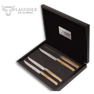Laguiole En Aubrac - Steakknive Cubique i oliven træ - 6 stk