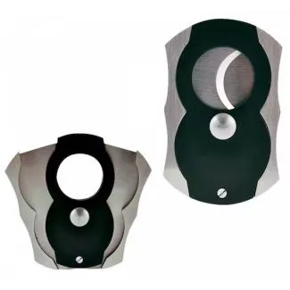 Double Blade Guillotine Cigar Cutter – svart/sølv, rustfrit stål, dobbeltskærer