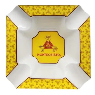 Montecristo 4 Groov Keramisk Askebæger – 4 grooves, ca. 22×22×5 cm, cigar-tilbehør