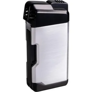 Passatore Henry pipe lighter i chrome/satin black med integreret pibeværktøj.