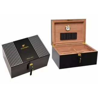 Cohiba Black Humidor – high gloss finish med cedar tray, plads til ca. 100 cigarer