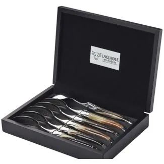 Laguiole En Aubrac - Skeer i Solid Horn - 6 stk