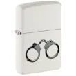 Zippo lighter med håndjern-design i hvid og sort