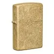 Zippo Tumbled Brass lighter med ravfarvet metalfinish.