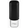 S.T. Dupont Black Grained & Chrome Double Cigar Case – sort kornet kalveskind og chrome, plads til 2 cigarer