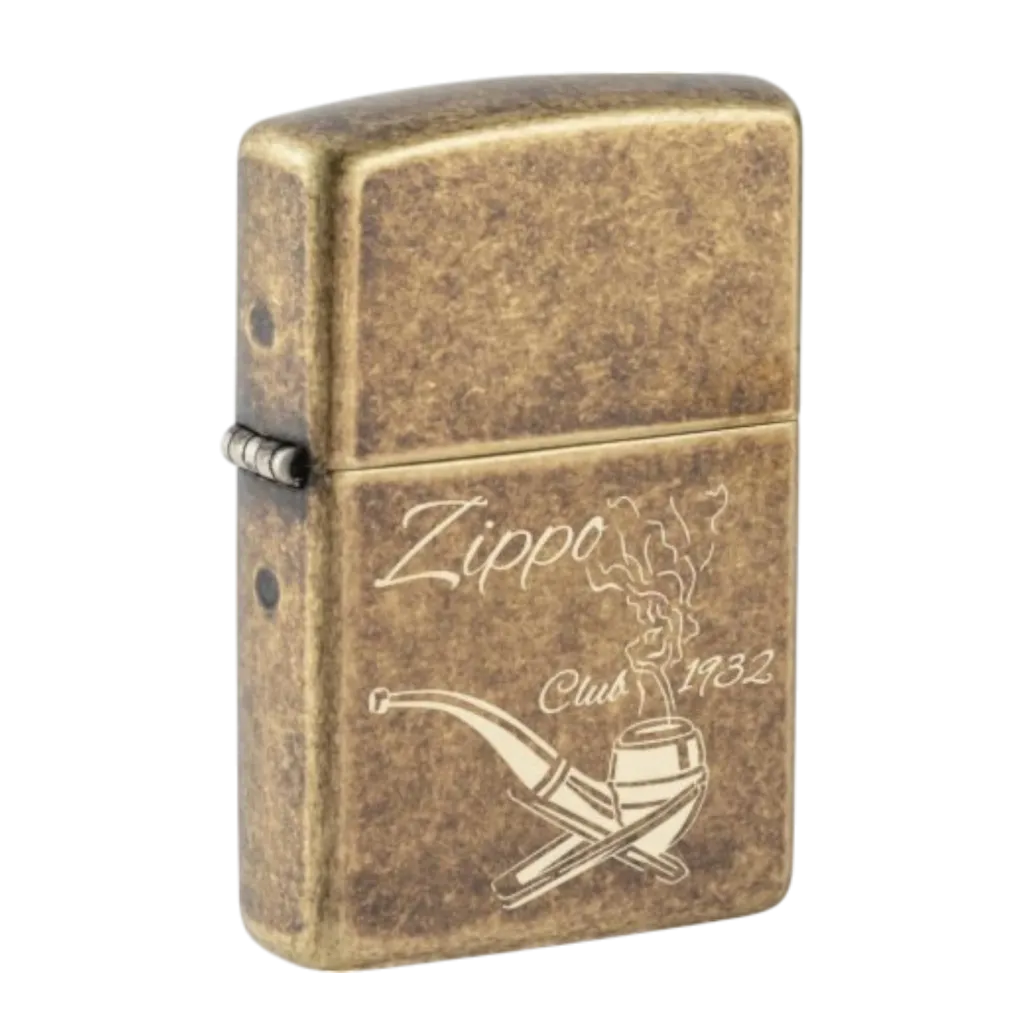 Zippo Pipe Lighter Antique Brass Laser