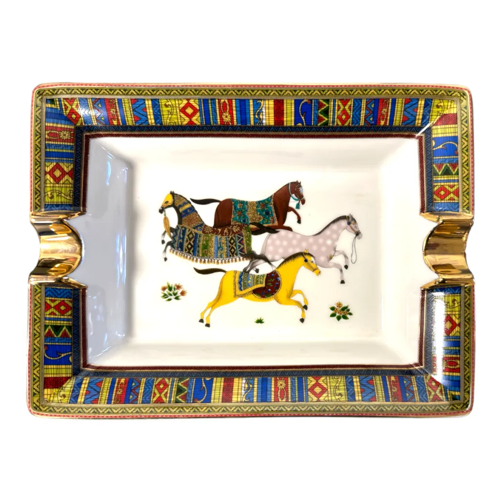 Keramisk askebæger med hestemotiv – “Ceramic Ashtray Heste” 20×16×3,5 cm