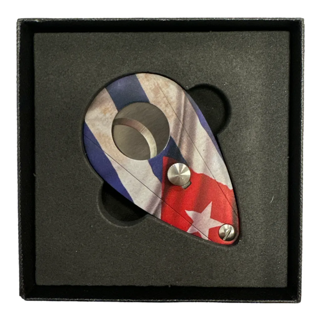 Cuban Flag Guillotine Cigar Cutter – dobbeltbladet skærer med kubansk flag‐design