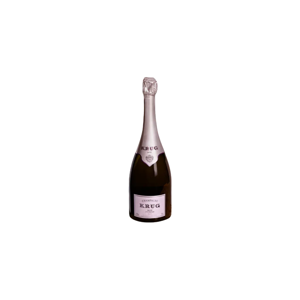 Flaske af Krug Rosé 27ème Édition Champagne 75 cl med elegant roséfarve og klassisk Krug-etiket