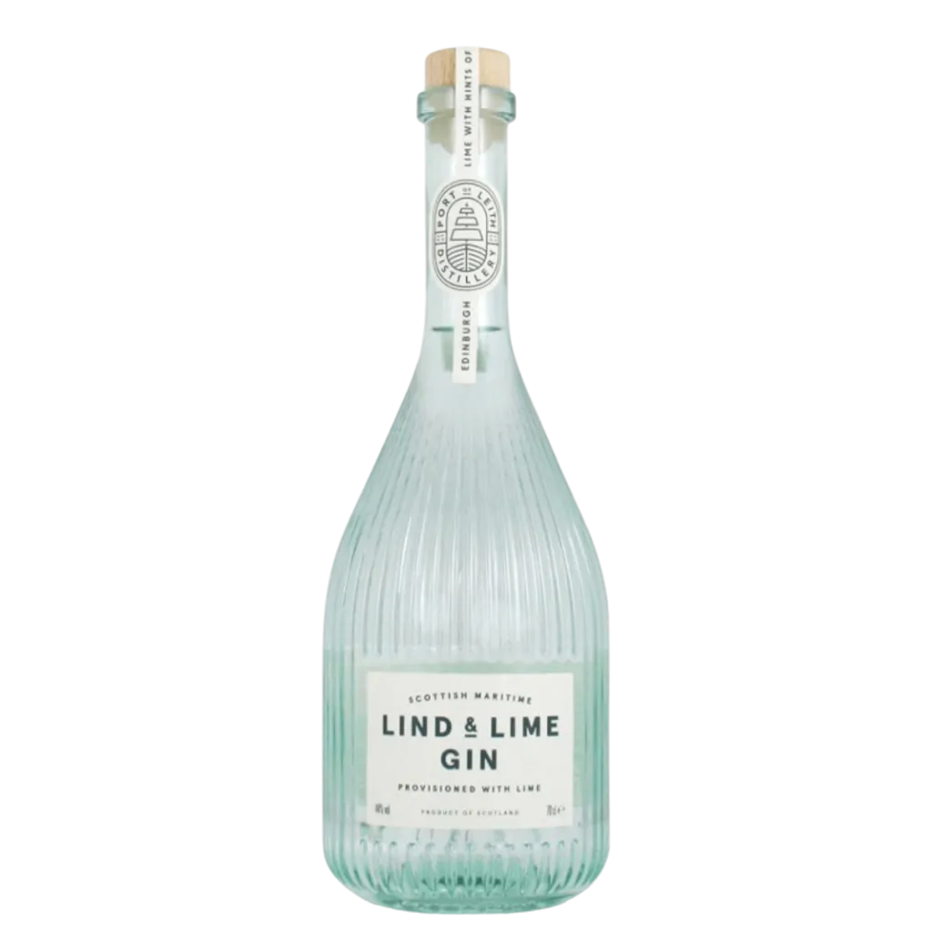Lind & Lime Gin – skotsk ginflaske med minimalistisk design og klar spiritus