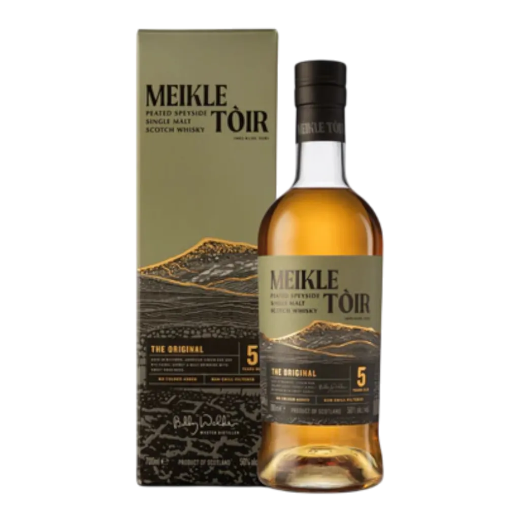 Meikle Toir The Original 5 Y.O. – whiskyflaske med røget single malt fra Skotland