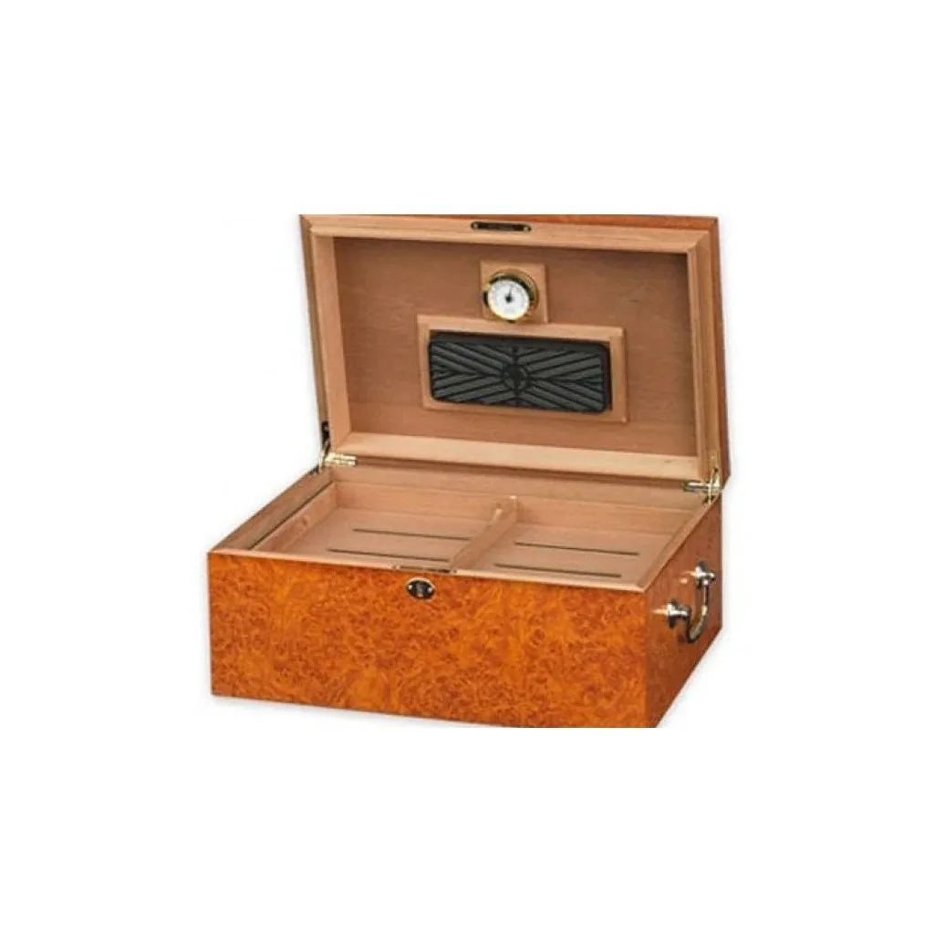 Tuscany Light Burl Humidor – elegant humidor i light burl træfinish til opbevaring af cigarer
